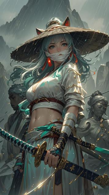 雨中猫耳剑士立于雪山之巅