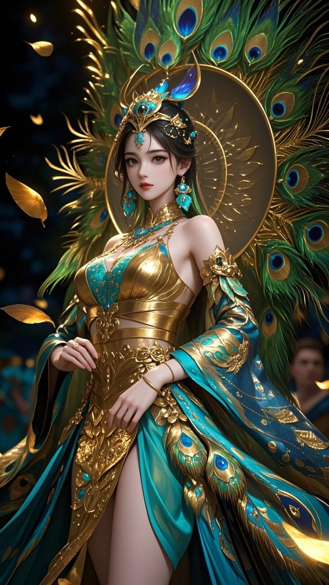 孔雀女神华丽登场，金羽霓裳幻梦成真