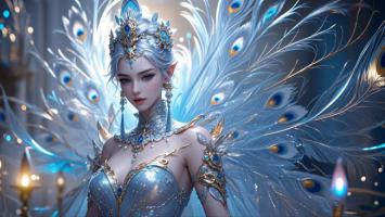 冰蓝孔雀仙子·仙侠玄幻风角色图