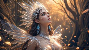 冰晶精灵仰望森林暮光