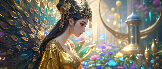 仙侠女神孔雀羽翼幻境图