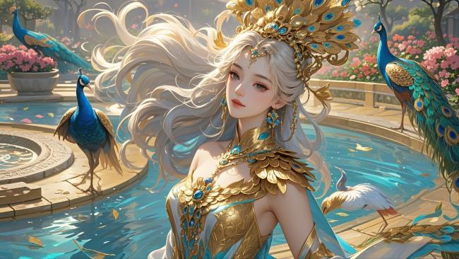 仙狐御凤·古风神女水畔图