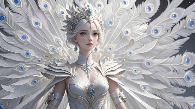 白孔雀女神3D角色设计图