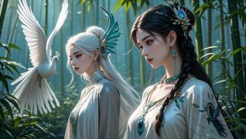 竹林仙子伴白鸽 · 古风写真唯美场景