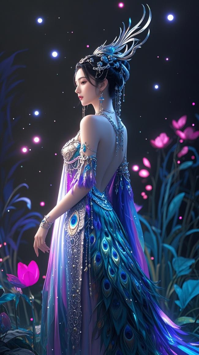 星空下的孔雀仙子，梦幻仙域写真