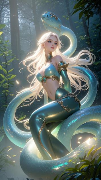 银发蛇姬森林幻境写真