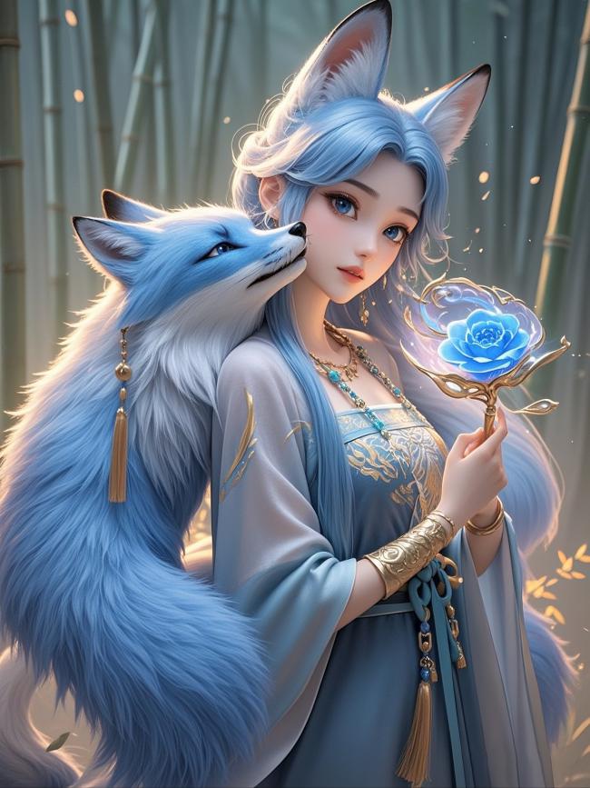 蓝狐伴仙子 · 仙侠玄幻插画