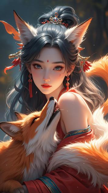 狐妖少女与赤狐温情对视