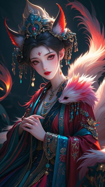 九尾狐仙汉服写真，东方玄幻唯美风