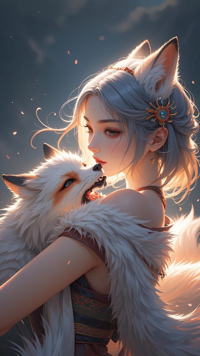 狐耳少女与白狐的黄昏之吻