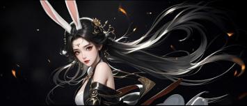 黑发兔耳女战士动态立绘插画