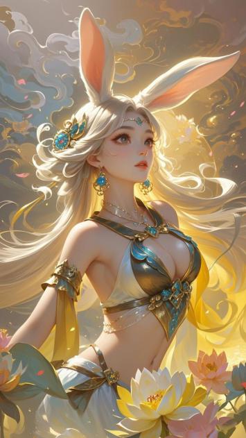 兔耳仙子莲池幻境图