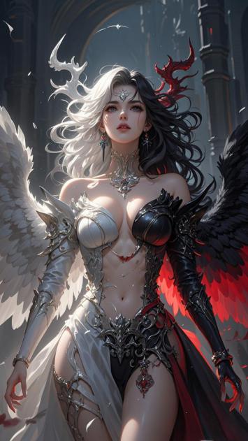 双翼天使女战士：圣洁与堕落的视觉对决