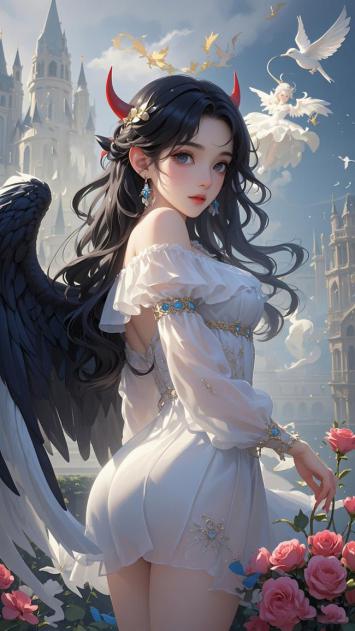 黑翼天使少女与玫瑰城堡幻境