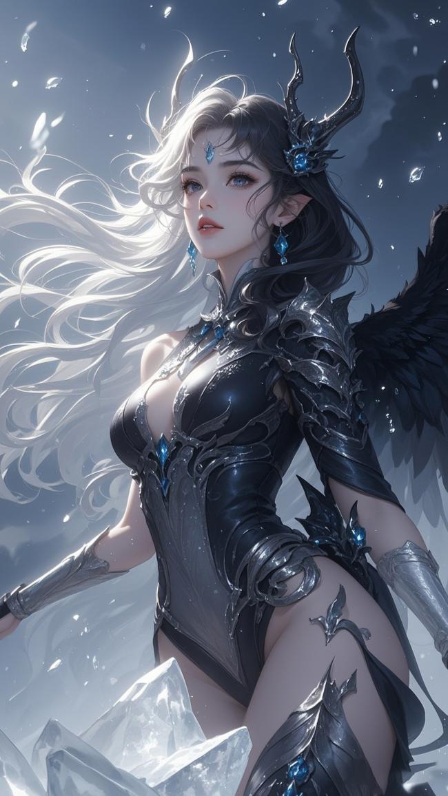 暗黑冰霜女神写实插画
