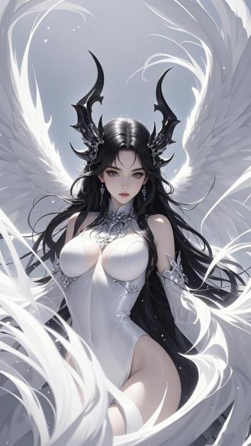 黑翼天使赛博幻境插画