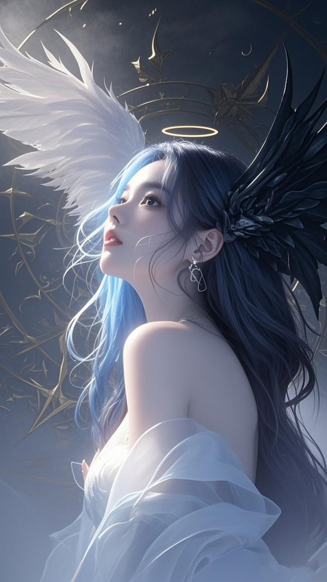 双翼天使少女：圣洁与堕落的视觉交响