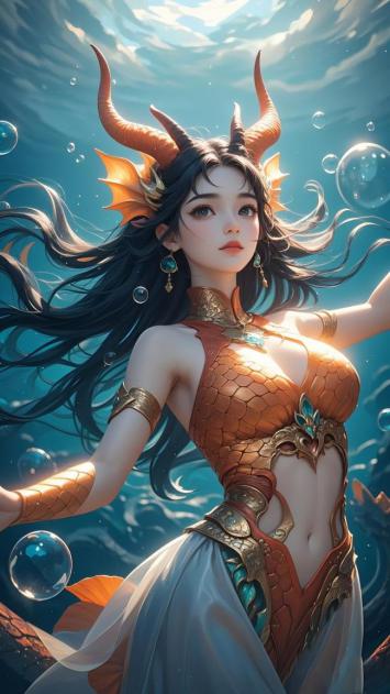 水下龙女幻境插画