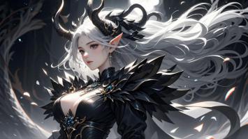 黑角魔女吉卜力风插画