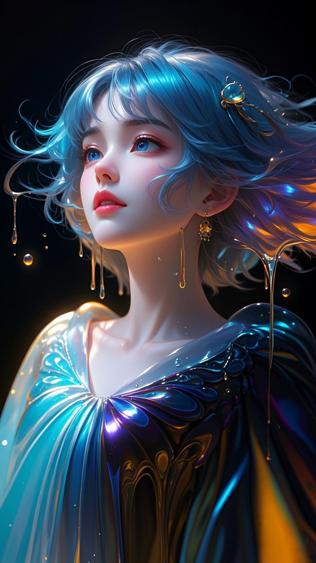 蓝发少女赛博幻境3D写真