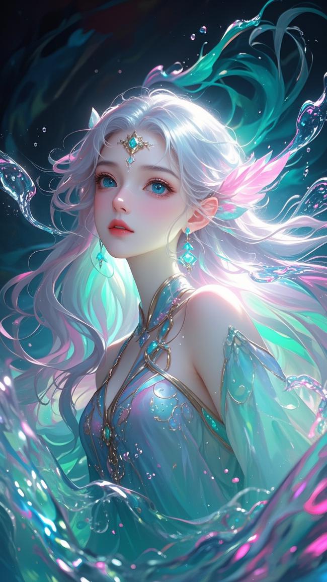 水下仙灵少女·奇幻玄幻插画