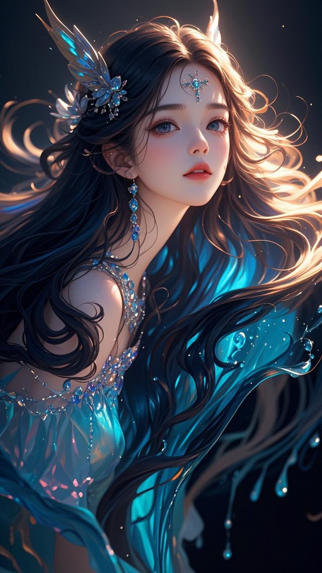 水之精灵少女 3D写实幻想插画