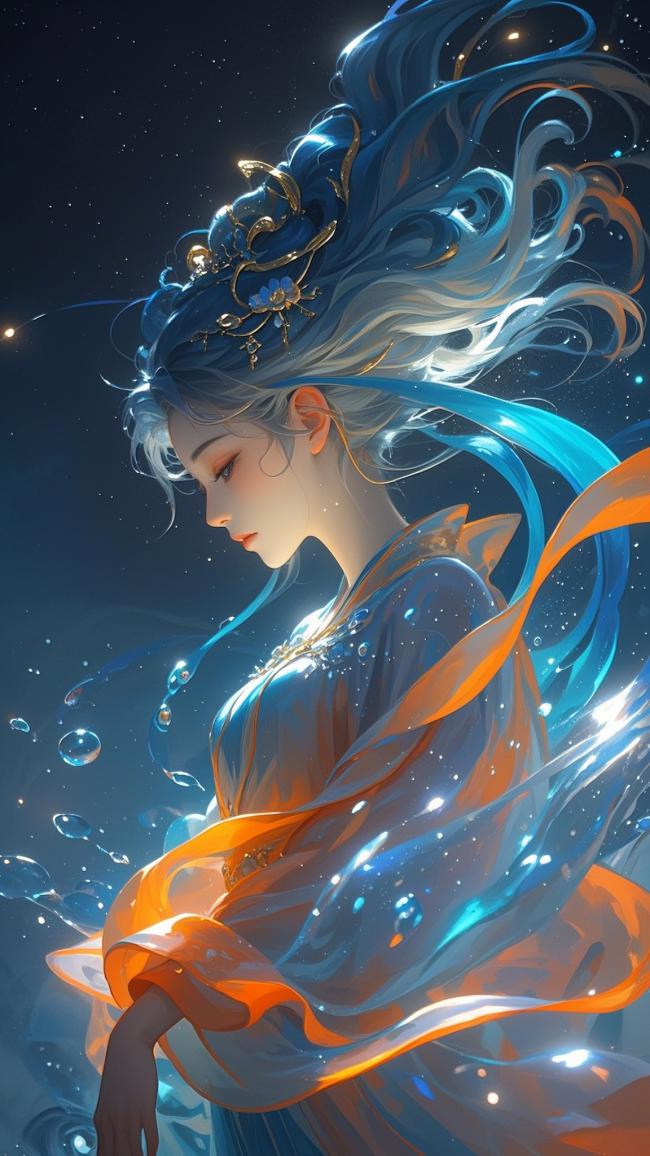 仙侠少女星夜飞舞图