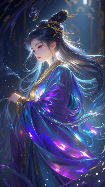 仙侠玄幻女神：紫蓝霓虹华服飘逸登场
