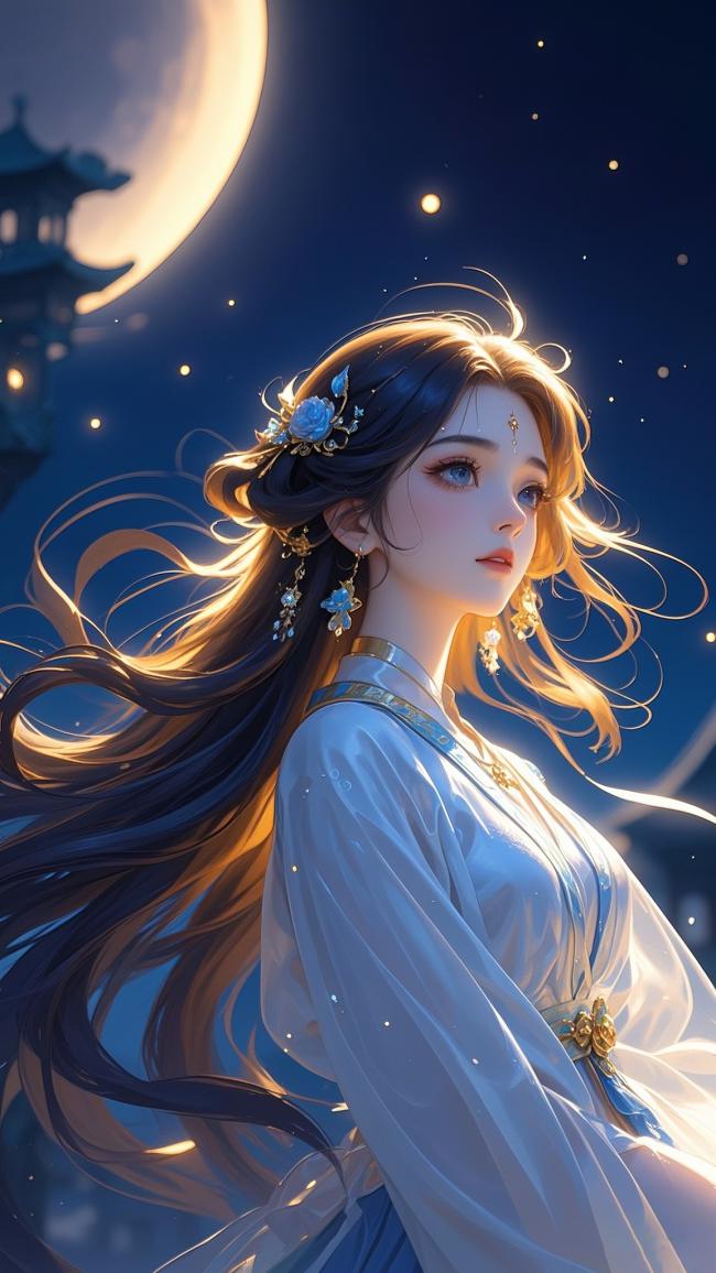 月夜汉服少女写真｜仙气飘飘古风美人