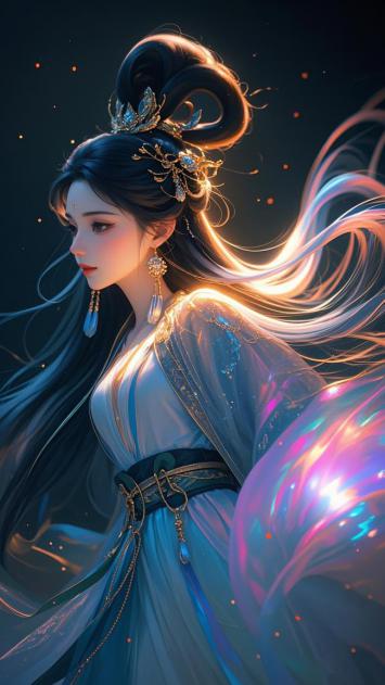 仙侠女神飘逸写真，流光发丝映星河