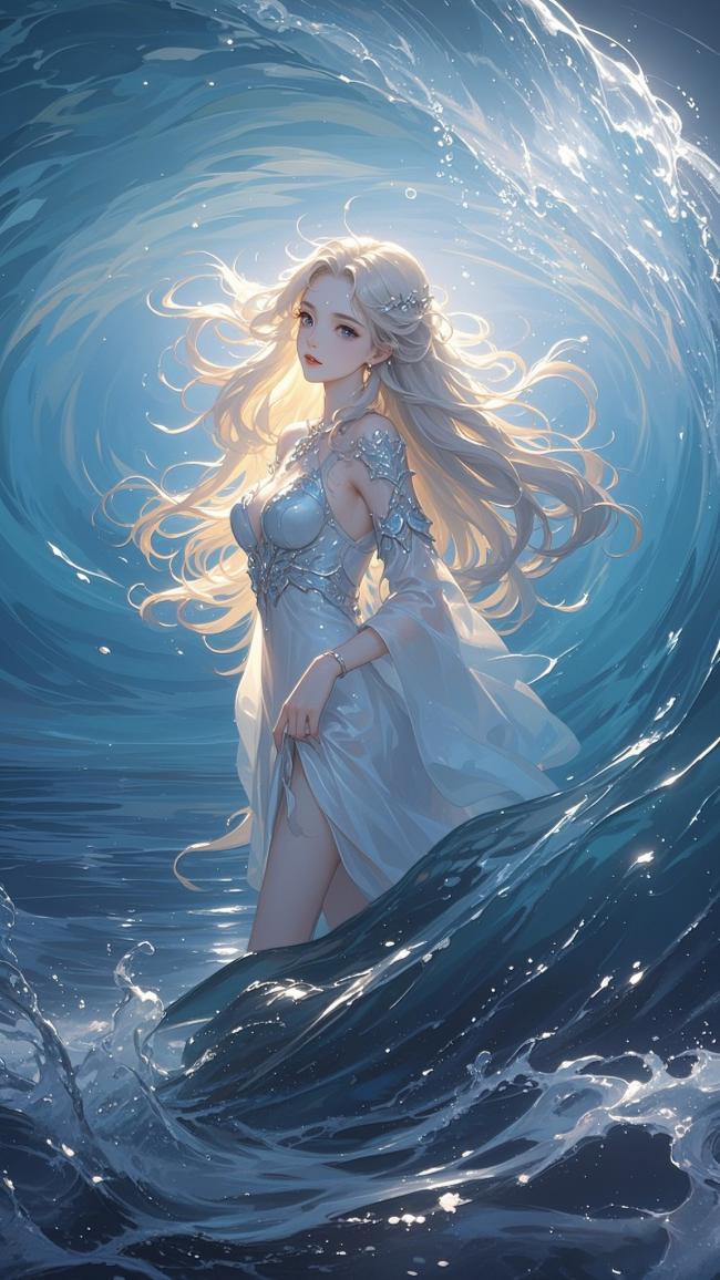 海之女神：银发少女与漩涡奇景