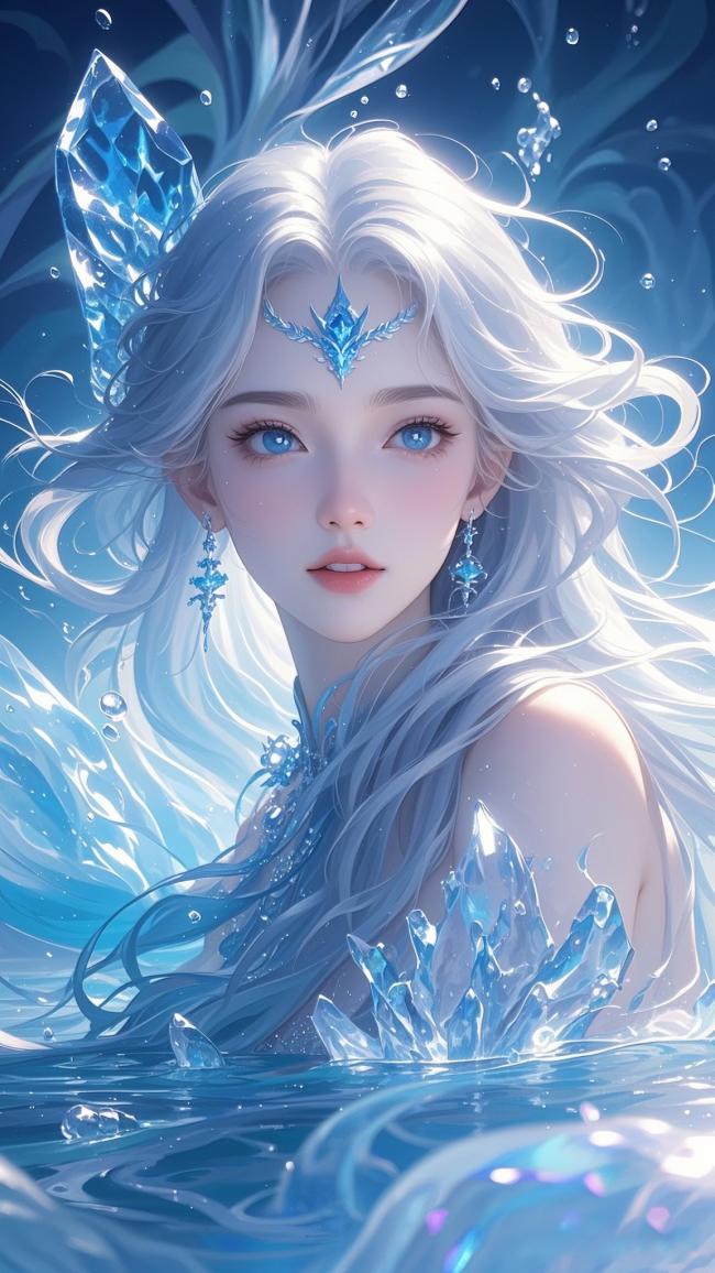 冰霜女神水下幻境插画