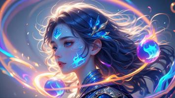 仙侠少女能量漩涡插画