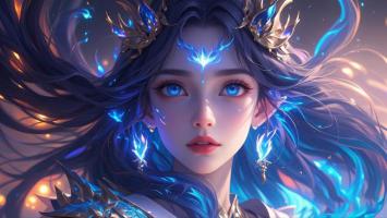 蓝焰仙姬角色特写插画