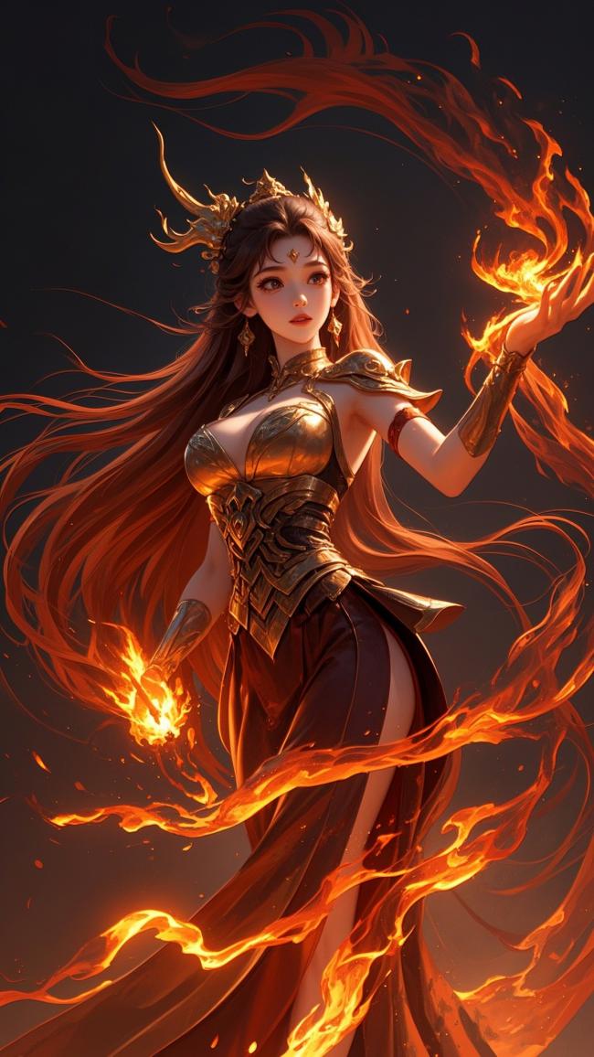 火焰女神仙侠插画高清图