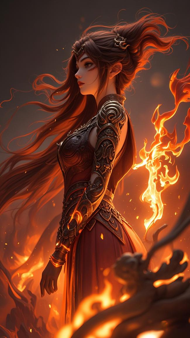 仙侠女战神火焰环绕写真