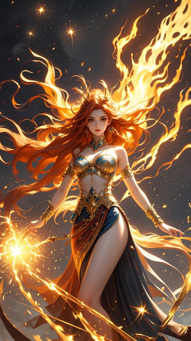 火焰女神星穹之战场景插画