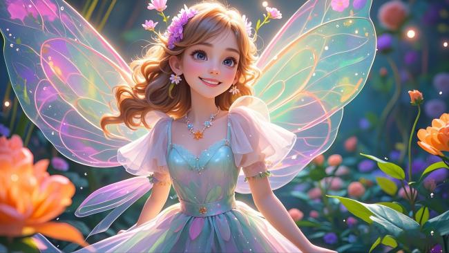 梦幻精灵少女立绘，彩虹翅膀花园写真