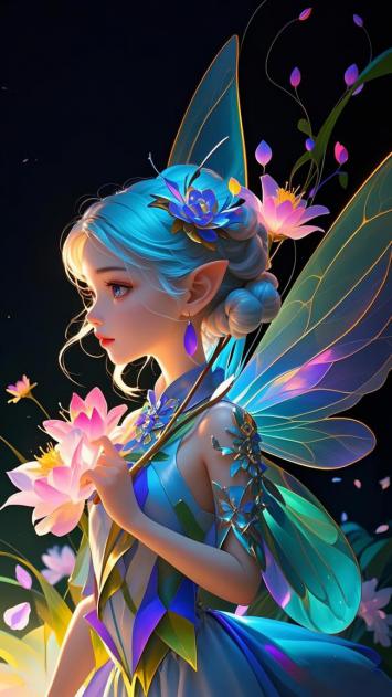 蓝羽精灵持莲夜语