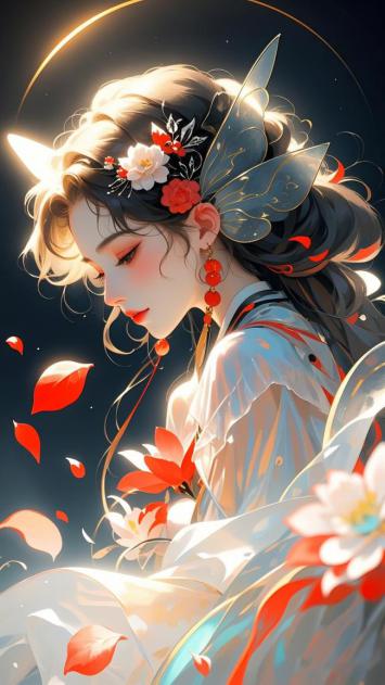 古风仙女飘花图，仙气缭绕梦幻唯美