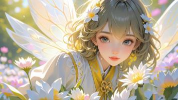 仙侠精灵汉服写真，花海中的梦幻天使