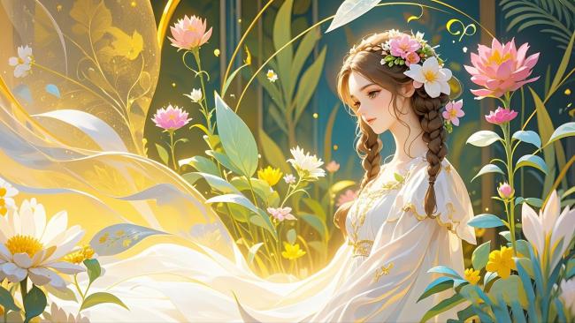 花间仙子水彩插画