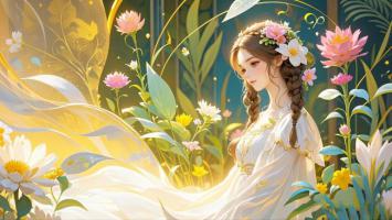 花间仙子水彩插画