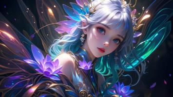 银发精灵少女赛璐璐插画