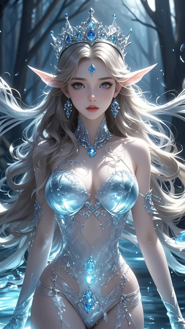 冰霜女王幻影：蓝钻王冠下的精灵女神