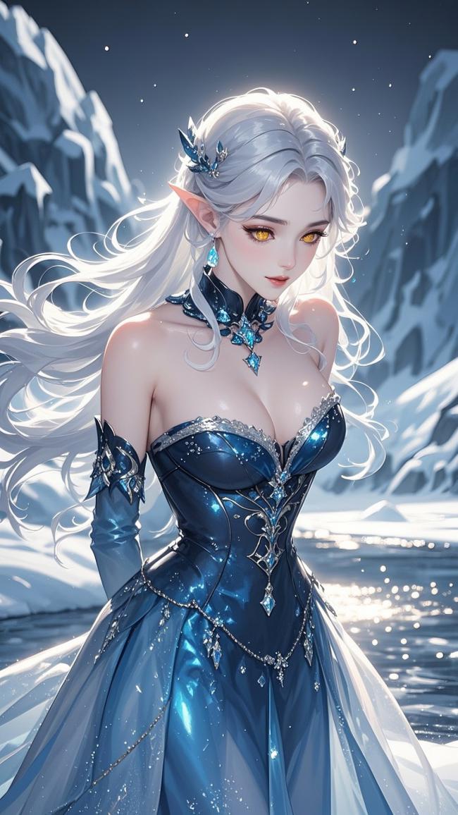 冰霜精灵女王立雪峰之巅