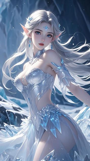 冰霜精灵少女写真插画 ️