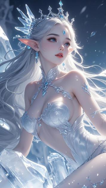 冰霜精灵女王3D写实插画