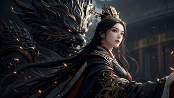 黑金战袍女武神 vs 神兽对峙仙侠奇景