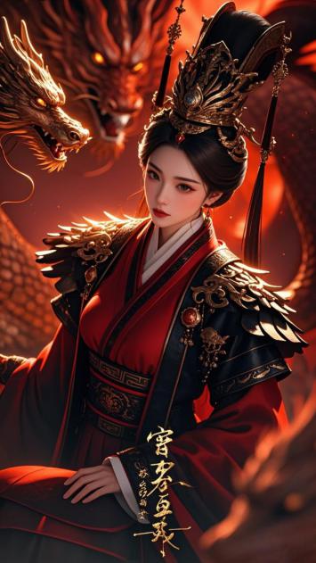 红衣龙冠女将军：仙侠玄幻风角色设计